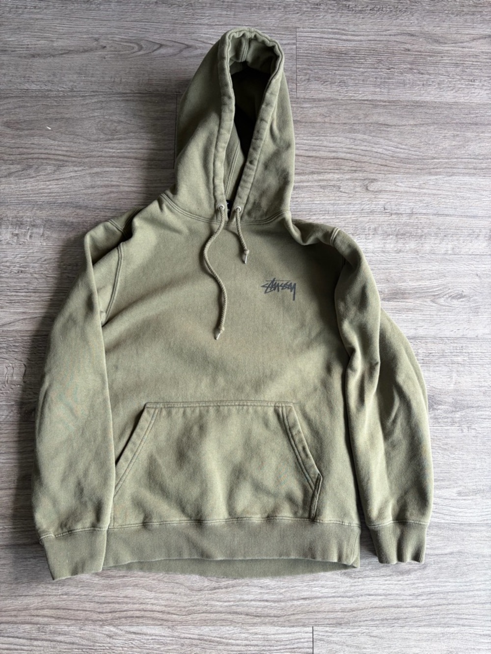Stussy Olive Hoodie with Small Chest Logo